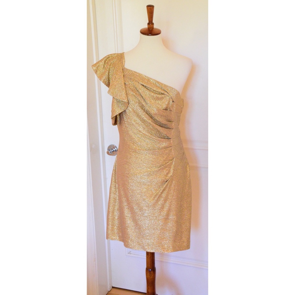 Gold One Shoulder Dress